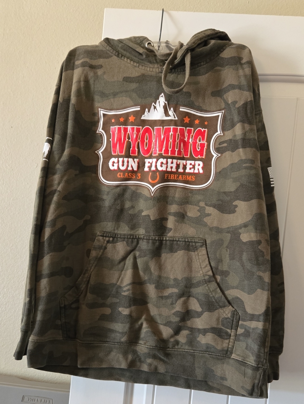 Wyoming Gun Fighter Camo Hoodie - Olive Green